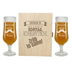 (B24NPOK7) Prezent dla Emeryta lub Emerytki 2 szklanki do piwa w skrzynce
