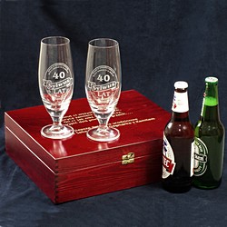  (B3P500-2) Elegancka skrzynka z 2 pokalami do piwa prezent dla Taty Dzień Ojca