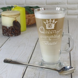  (SK22) Grawerowana szklanka do cafe latte z łyżeczką