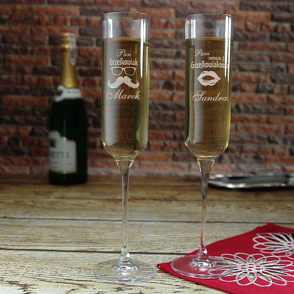 kieliszki grawerowane  szampanówki ślubna K34 Fusion
