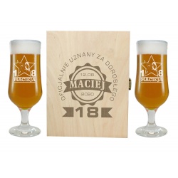 (B24NPOK7) Prezent na 18 urodziny 2 szklanki do piwa w skrzynce