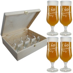 (B3NPOK7) Prezent na urodziny 4 szklanki do piwa w skrzynce