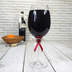  (A3K23A) Naturalna skrzynka z dużymi kieliszkami do wina dla Młodej Pary